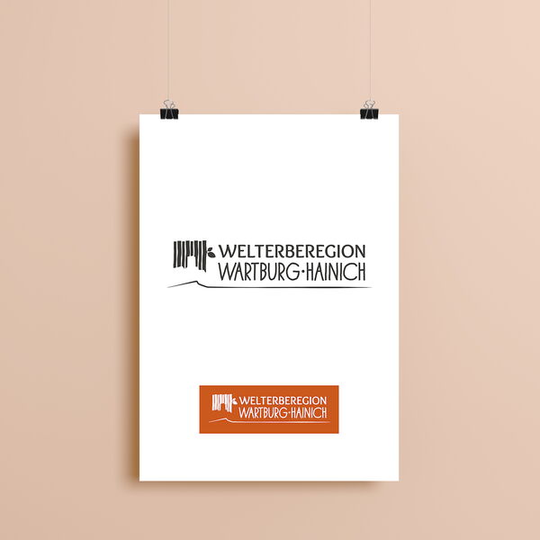 Plakat mit Wort-Bildmarke im Querformat