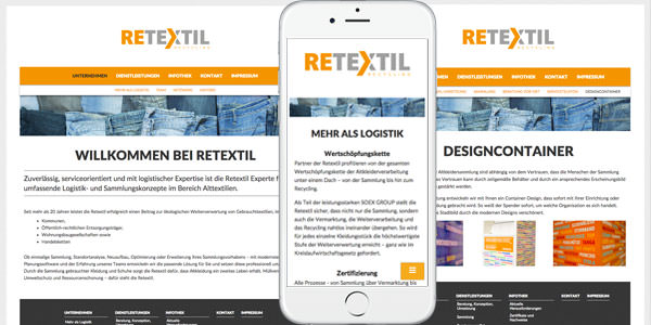 screenshot retextil webseite